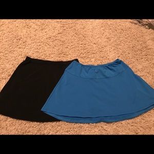 Black Flirty skirt and turquoise LBH tennis skirt